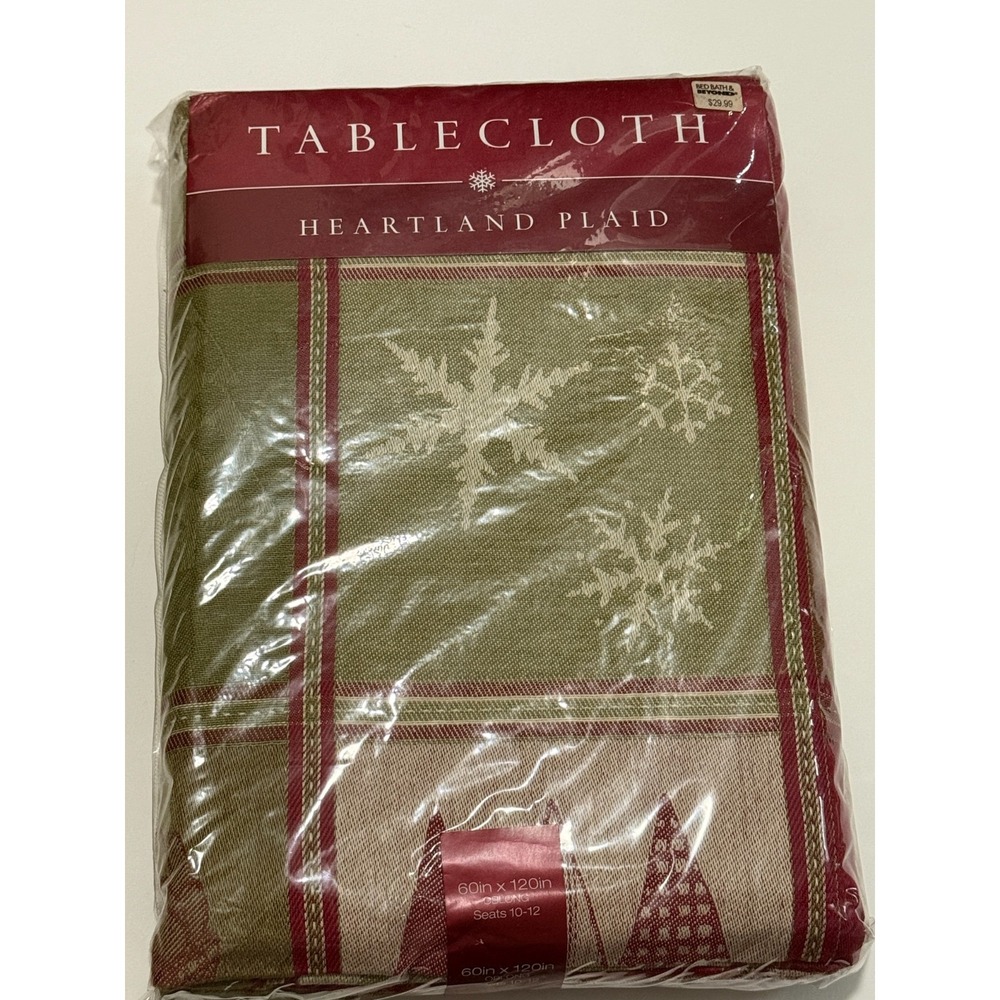 NWT Heartland Plaid Winter Home Tablecloth 60"x120" Oblong BedBath Beyond Cotton